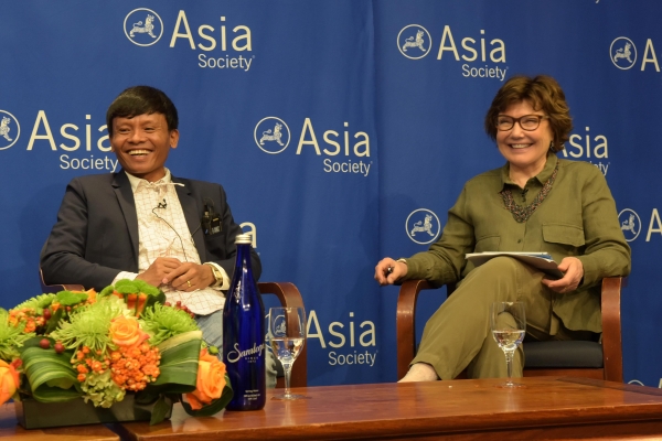 Irrawaddy correspondent Lawi Weng enjoys a light moment with NPR correspondent Deborah Amos, who moderated a conversation about the challenges of covering the Rohingya.