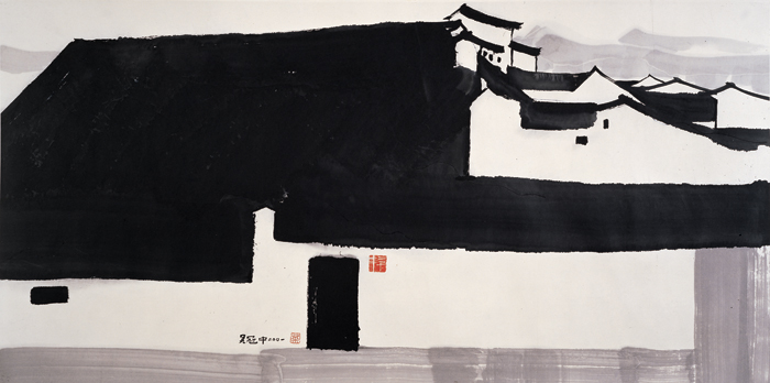 A Big Manor, 2001, ink and color on rice paper, 70 x 140 cm, Shanghai Art Museum.