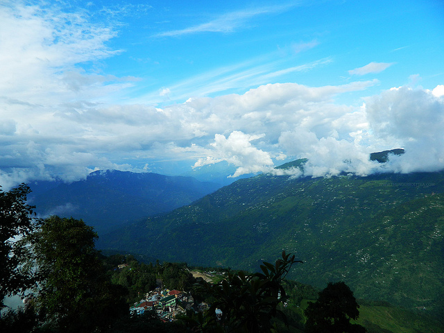 A majestic view of the Himalayas from the hills of Darjeeling in northeast India on August 3, 2012. (Thunderbolt Tea/Flickr)