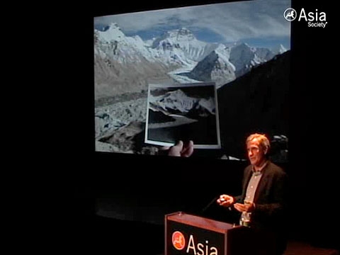 David Breashears offers side-by-side comparisons documenting the loss of ice on the Himalayan glacier at Asia Society New York on July 14, 2010. (3 min., 13 sec.) 