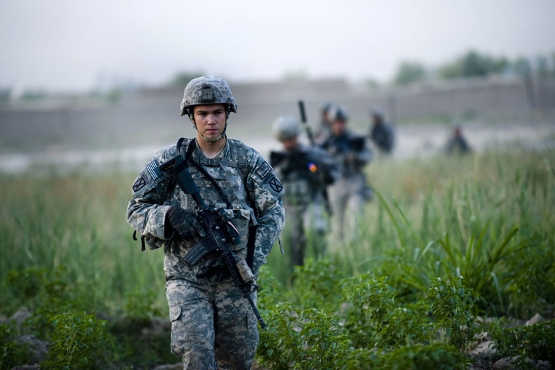 US soldiers patrol in the Dand district of Kandahar Province on July 26, 2010, a day after leaked documents laid bare the civilian toll of the US-led war. (Manpreet Romana/AFP/Getty Images) 