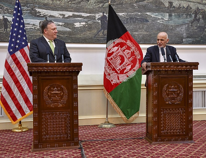 US Secretary of State Michael Pompeo participates in a press conference with Afghanistan President Ashraf Ghani in Kabul, Afghanistan on July 9, 2018 