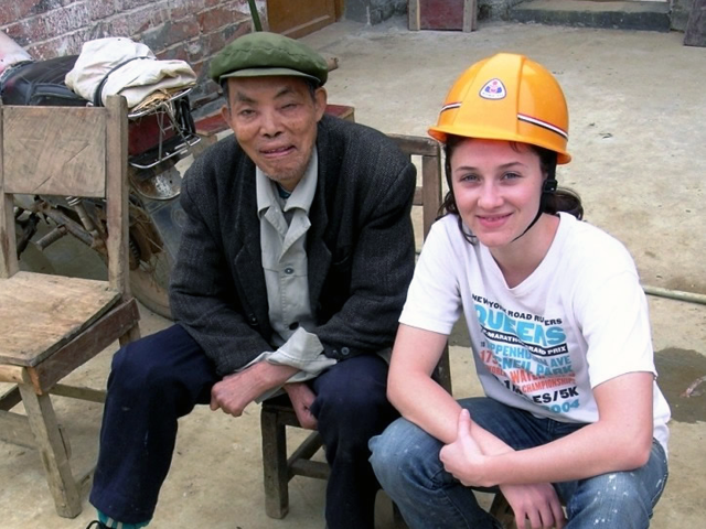 Adina working on a Habitat for Humanity project in rural China. (Adina Matisoff)