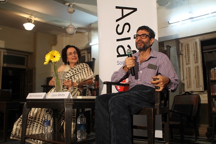 Bachi Karkaria (L) and Cyrus Mistry (R) in Mumbai on August 8, 2014. (Asia Society India Centre)