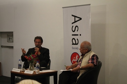 Christophe Jaffrelot (L) and Kumar Ketkar in Mumbai on September 23, 2014. (Asia Society India Centre)