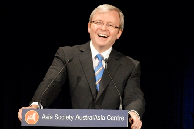 Australian Prime Minister the Hon. Kevin Rudd addresses the Asia Society. (Jan Kuczerawy/Asia Society)