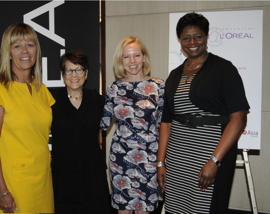 Pictured left to right are: Sarah Hibberson, Senior Vice President, Human Resources, L’Oréal USA; Joanna Barsh, Director Emeritus, McKinsey & Company and President of The Centered Leadership Project; Maeve Coburn, Vice President, Learning & Development, L’Oréal USA; and Angela Guy, Senior Vice President, Diversity & Inclusion, L’Oréal USA.
