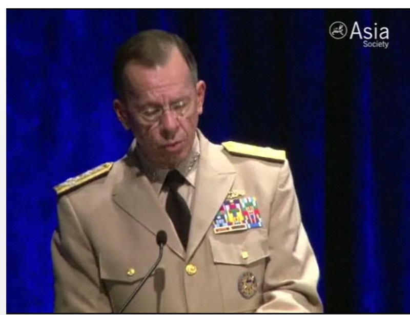 Adm. Mike Mullen, Chairman of the US Joint Chiefs of Staff, addresses the Asia Society Washington Awards Dinner on June 9, 2010.