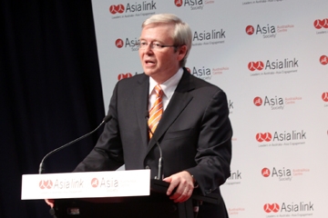 The Honorable Kevin Rudd MP, Prime Minister of Australia, delivers the Forum keynote speech in Canberra on May 25, 2010.