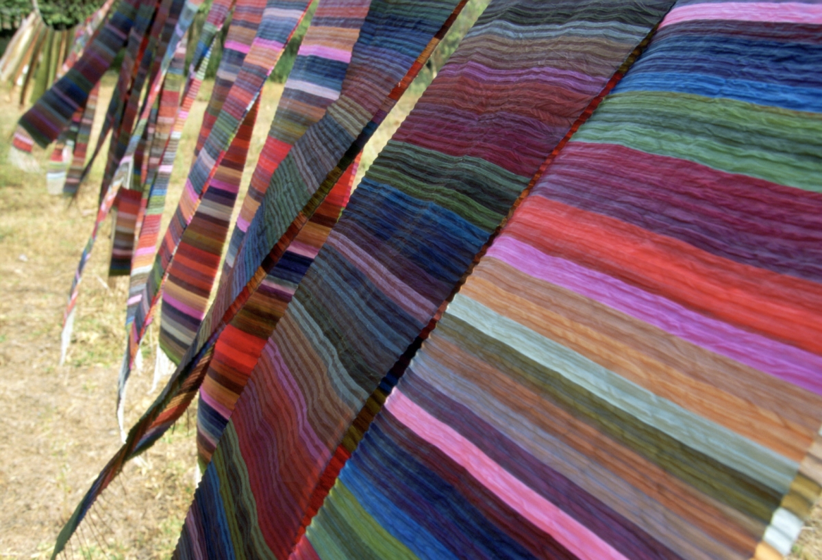 Silk "rainbow" scarves by Lao Textiles, the company founded by Carol Cassidy