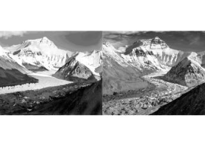 Mt. Everest and Rongbuk Glacier in 1921 and 2007