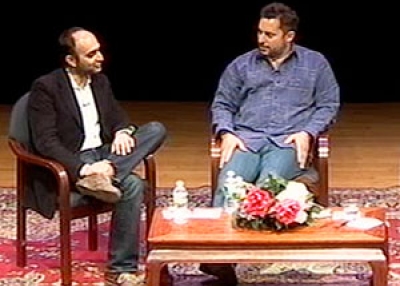 Mohsin Hamid and Daniyal Mueenuddin in New York on Feb. 23, 2009. (Asia Society)