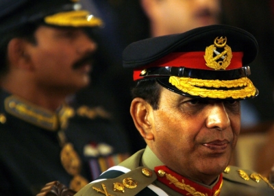 Pakistani army Chief General Ashfaq Kayani takes his seat for the official oath-taking ceremony of new prime minister, Yusuf Raza Gillani, at the Presidency on March 25, 2008, in Islamabad, Pakistan. This month, Kayani has been granted a three-year extension as Army Chief by Gillani. (Photo Warrick Page/Getty Images)