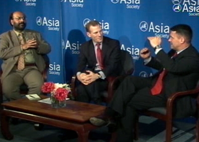 L to R: Hassan Abbas, Jamie Metzl, and Michael Fenzel at Asia Society New York on Feb. 16, 2011.