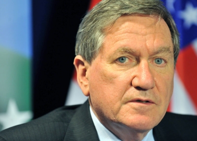Former Asia Society Chairman Richard Holbrooke, shown here at a press conference in Brussels in October 2010. (Georges Gobet/AFP/Getty Images)
