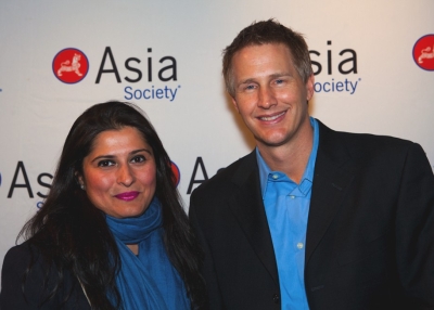 Asia Society Asia 21 Fellow Sharmeen Obaid-Chinoy (L) and Daniel Junge, directors of the Oscar-winning documentary short 'Saving Face' at Asia Society New York on March 5, 2012. (Suzanna Finley)