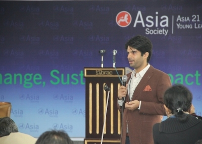 Adnan Malik speaks at the Asia 21 Young Leaders Program Summit in December, 2012. (Asia Society)