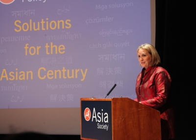 Asia Society President and CEO Josette Sheeran speaking at the Asia Society Policy Institute's formal launch on April 8, 2014.