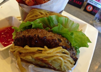 A ramen burger. (mmyoso/Flickr)