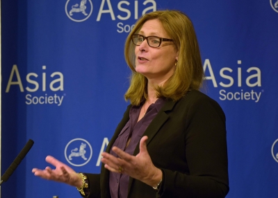 Sarah Brown delivers opening remarks at 'Educating for Citizenship in a Global World' on Tuesday, September 29, 2015. (Elsa M. Ruiz/Asia Society)