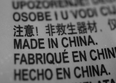 Made in China tag in various languages