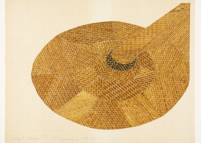 Siah Armajani. Ledge (1), 1970. Felt pen on graph paper. Unframed: 17 5/8 x 22 1/4 in. Collection of Beam Contemporary Art, New York and London, courtesy of the artist.