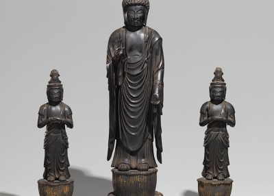 Zenkōji Amida Triad. Kamakura period, 13th–14th century. Bronze. Buddha: H. 14 3