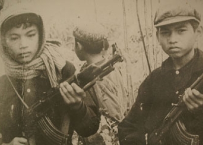 Archival image of Khmer Rouge soldiers in Cambodia, ca. mid-1970s.&nbsp;