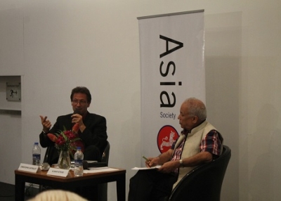 Christophe Jaffrelot (L) and Kumar Ketkar in Mumbai on September 23, 2014. (Asia Society India Centre)