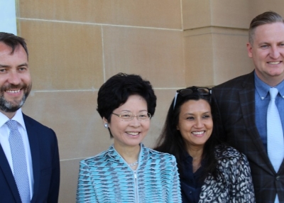 (Left to right) Philipp Ivanov, CEO Asia Society Australia; Mrs Carrie Lam, Chief Secretary, Hong Kong Government; Suhanya Raffel, Deputy Director, NSW Art Gallery; and John Richardson, Director of Development, NSW Art Gallery