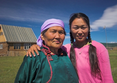 Mother and daughter in Mongolia.