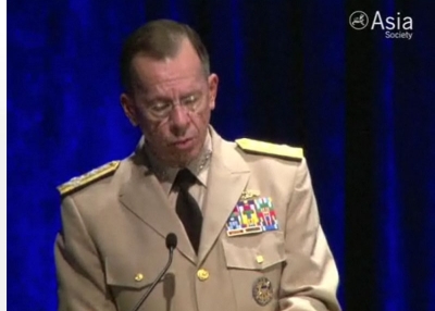 Adm. Mike Mullen, Chairman of the US Joint Chiefs of Staff, addresses the Asia Society Washington Awards Dinner on June 9, 2010.