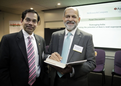 (left) Sunjay Sudhir, India’s Consul General to NSW with (right) Adil Zainulbhai, Co-Editor, McKinsey’s publication Reimagining India