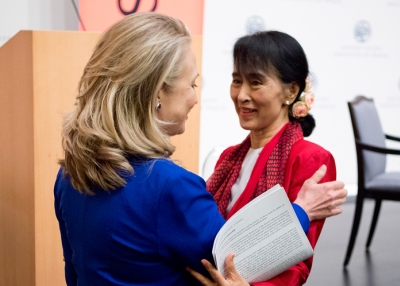 Hillary Clinton and Aung San Suu Kyi. (Joshua Roberts)