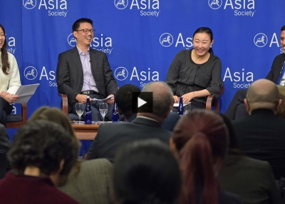 Susan Yuqing Feng, Kevin Teo, Rujing Gong, and Rajiv Shah at Asia Society New York.