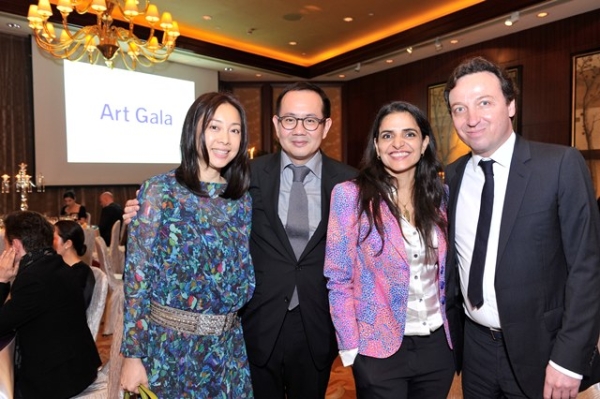 (L to R) Mary Tong Ho, Matthew Ho, Bharti Kher, Emmanuel Perrotin at Asia Society’s second annual Art Gala on May 12, 2014. (Asia Society Hong Kong Center)