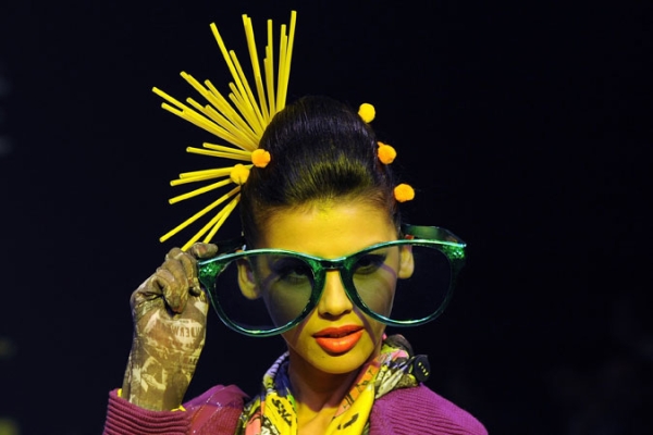  A model showcases a creation by India designers Pragya and Megha on the first day of Lakme Fashion Week