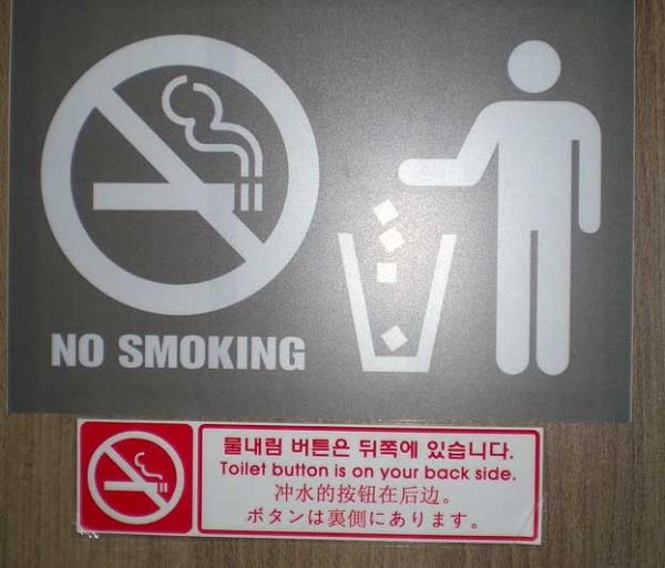 "Toilet button is on your back side." (Asia Society Korea Center)