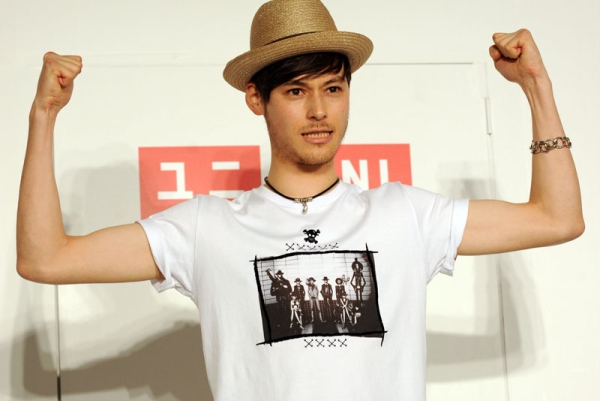 A model shows off a Uniqlo T-shirt (UT) brand Japanese Manga Animation, 'One Piece' T-shirt during a photo session in Tokyo on April 15, 2010. (Toshifumi Kitamura/AFP/Getty Images)