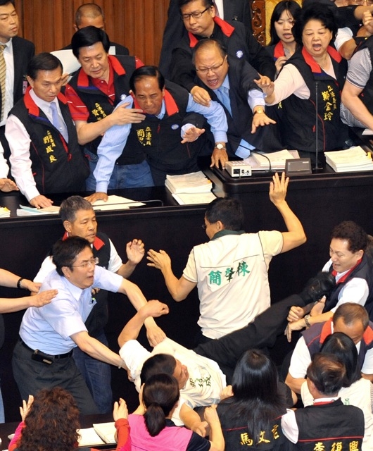 Taiwan&apos;s parliament is expected to approve the trade deal by next month. In the meantime, after Thursday&apos;s fracas, the parliament speaker called a recess until Friday. (Patrick Lin/AFP/Getty Images)