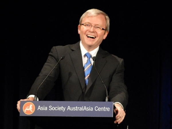 Australian Prime Minister the Hon. Kevin Rudd addresses the audience. (Jan Kuczerawy/Asia Society)