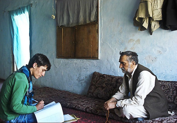 An Afghan man being interviewed in his home in Panjshir, approximately 60 miles from Kabul, for the Asia Foundation survey "Afghanistan in 2011." (asiafoundation.org)  