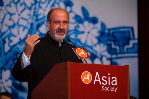 Featured speaker Nassim Nicholas Taleb gave a talk entitled &quot;The Elephant in the Room Is Still There.&quot; (Asia Society Hong Kong Center)