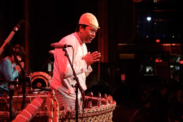 Composer and percussionist Kyaw Kyaw Naing of Myanmar was the evening's featured musical performer. (Bill Swersey)