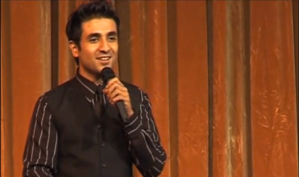 Actor and comedian Vir Das performing a stand-up skit in India.
