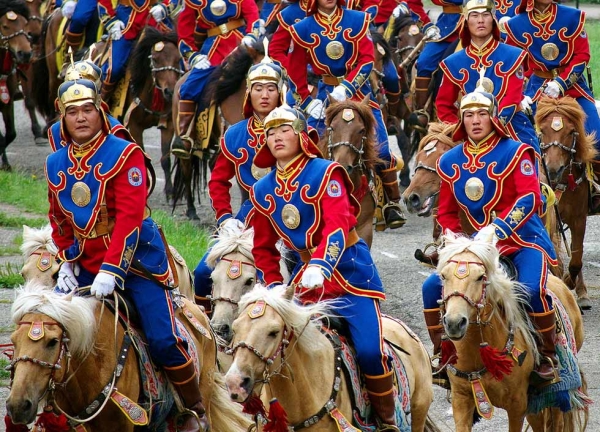 Soldiers participate in the annual Naadam opening ceremony parade in Ulaanbaatar. (scott.presly/Flickr)