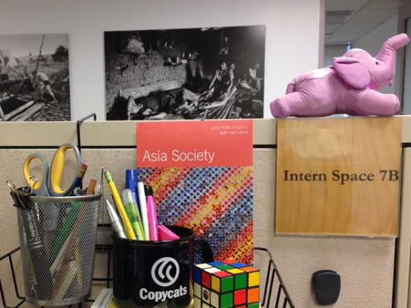 One of the many intern cubicles located around the Asia Society New York headquarters. (Tahiat Mahboob)