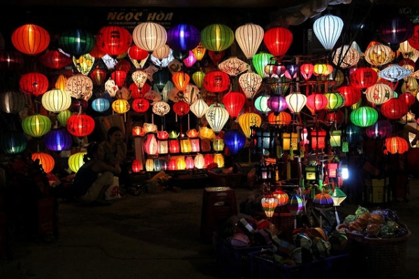 Colorful lanterns light up the night's sky in Hanoi, Vietnam on September 10, 2013. (PTorrodellas/Flickr)
