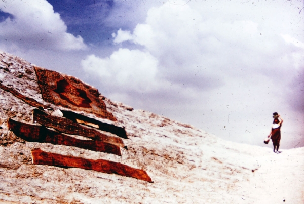 Persian carpets drying on the mountainside after being hand-washed in the special spring waters in the town of Rey.