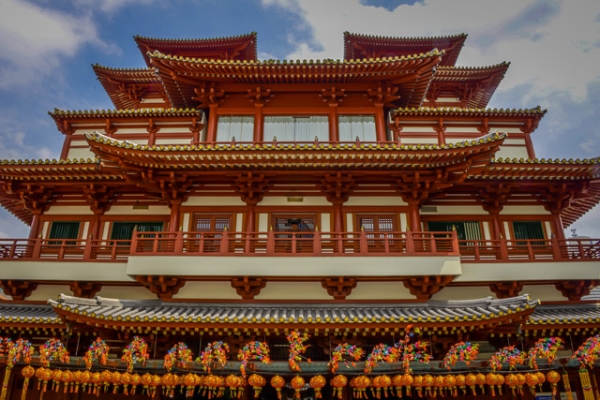The Buddha Tooth Relic Temple and Museum with detailed carvings in the Chinatown district of Singapore on February 2, 2014. (Eduardo S. Seastres)